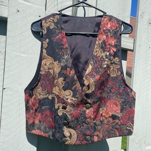 Vintage 80s R.J. Stevens by Carol Escritor Floral Waistcoat Vest